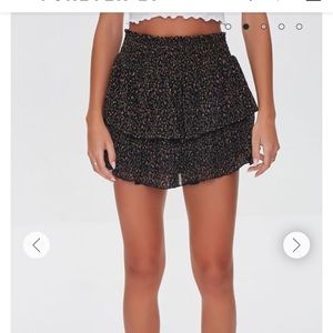 Floral Print Ruffle Mini Skirt, Medium